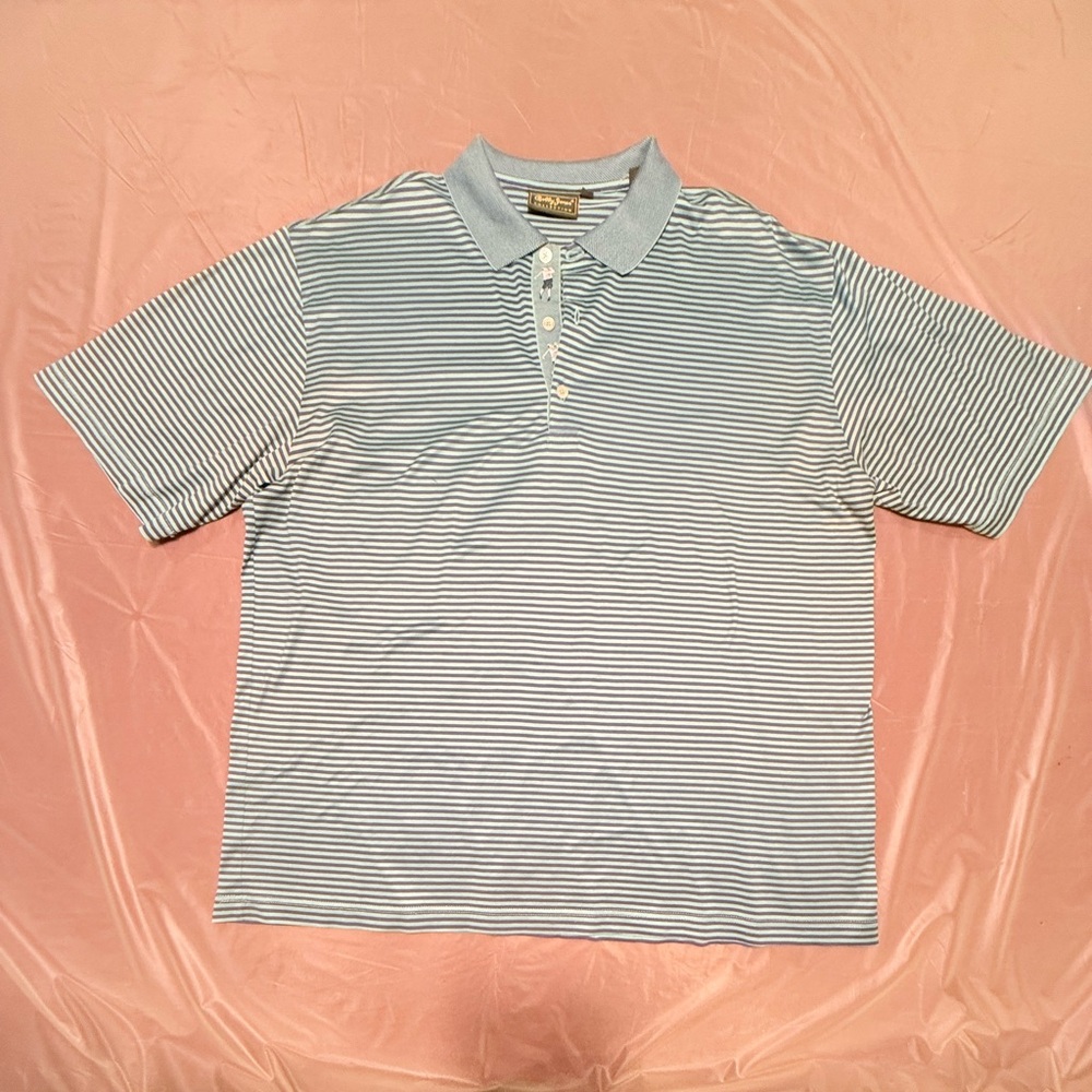 Bobby Jones Navy/Green Striped Golf 100% Cotton Polo Shirt Size Large - Picture 3 of 11